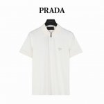 prada 普拉达 25Ss新款经典三角标半拉链短袖polo衫 原版品质欢迎对比。1:1经典复刻，合身版型polo 衫，选用专柜优质大网眼布珠地棉面料打造，跟市