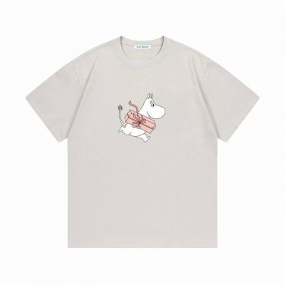 Acne Studios×Moomin 联名限定款 2025Ss 官网同步 联名字母Logo 男女同款 短袖T恤 定制300克100％双纱纯棉面料 定染32支双