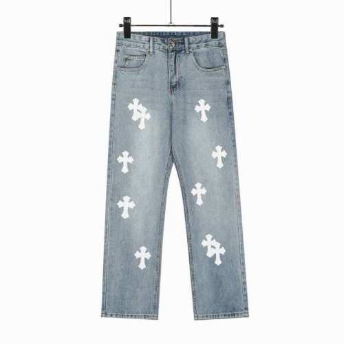 8051 Chrome Hearts Ch 克罗心经典蓝裤白十字贴皮牛仔裤 原版购入打版 真实还原Vintage极致质感 意产特种牛皮印花再切割 订制羊皮三层粗