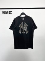 Mlb柜子新款胸前贴布刺绣短袖T恤！三标齐全，三联吊卡，原厂包装！通肩压条保证舒适性！高端品质2025Mlb Ny 贴布老花刺绣款 情侣圆领短袖高端品质 专柜1