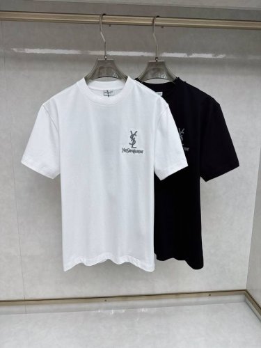 ysl 2025早春新款男女同款短袖T恤，！定制专属纯棉面料，定制原版工艺螺纹，胸前重工字母Logo工艺设计！简约大方，从容百搭，档次极高，完美融入时尚还有风情