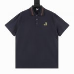loewe 罗意威 胸口拼色刺绣Logo短袖polo衫 专用定制面料220G蜂窝珠地棉 定织定染 领子螺纹为三色提花定制扁机制成 胸前立体拼色高密绣花 无毛边
