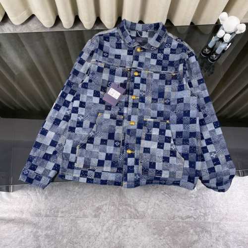 裤子 外套145 Louis Vuitton 25Fw 套装 路易威登新款限量3D棋盘格老花拼接水洗蓝牛仔外套 官网价格 p24060+购入原版，每年Lv牛仔外