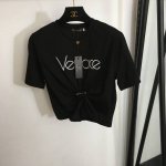 款号 0051 Versac*新款 胸前刺绣字母 美杜莎人像别针扣皱褶收腰短款短袖T恤，白色，红色，蓝色，黄色，橘色，紫色，灰色，绿色，黑色，S-Xl， M码；