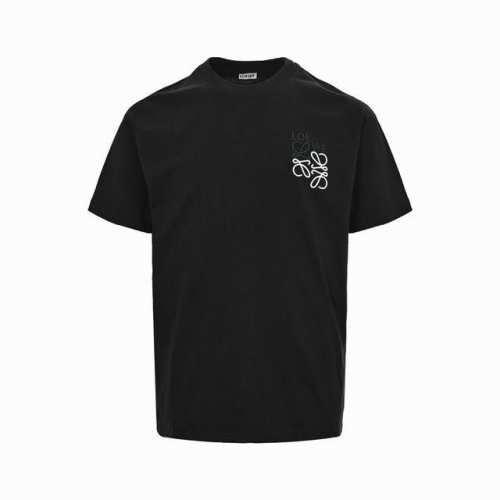 罗意威 Loewe 夏季新款 错位Logo拼色刺绣刺绣圆领短袖T恤，高端品质独家定制采用定织定染高克重面料，洗水完高达280G纯棉面料，螺纹增加到2.7不变形，