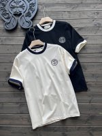 gucci 古驰2025夏款刺绣Logo短袖T恤 高版本高品质原版面料 网红明星同款 定制32支双纱260克重棉 经典领口-袖口螺纹拼色.Logo万刺绣 手感非