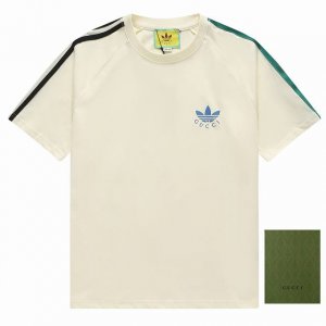 Adidas X Gucci联名 火爆新款三叶草Logo短袖 采用德国进口数码印花 订织订染 230克搭配32支双纱面料 单独开模订制版布辅料 三标齐全 Os版