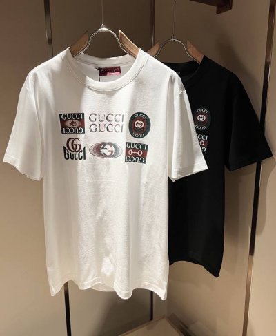 Gucc*古家 2025春夏新款男女同情侣款休闲宽松棉质圆领短袖T恤衫 贸易公司渠道稀出 同步官网发售 2025春夏最新系列 经典时尚设计元素 为全新系列注入满