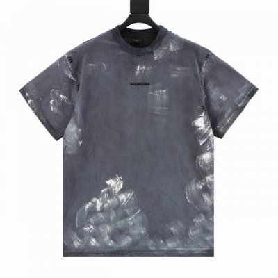 Balenciaga巴黎世家 油漆喷墨前后刺绣短袖 面料采用进口机器织造而成，布面纹路的独特性创造出完美的成衣效果 面料采用净布260克重 搭配320克1*1罗