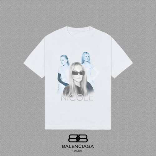 Balenciaga 巴黎世家] 2025Fw短袖T恤 高端26S双纱300克面料 洗水喷马骝做旧磨破工艺 颜色 洗水黑 白色 尺码 S M L Xl 2Xl