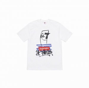 843款Supreme Ss19 X Jean paul Gaultier Tee Black 联名款 涂鸦印花短袖T恤 男女同款 黑色 码数Smlxl 白色黑