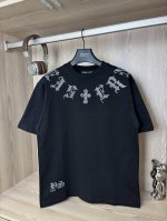 款号：Dc 101# Chrome Hearts 克罗心十字架皮标梵文字母烫钻短袖T恤 280克纯棉双砂面料 所有面料均已提前做过缩水 品质第一 所见即所得 不