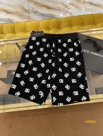 2025Ss新款休闲短裤 满印Dg印花Logo 提花罗纹定织 纯棉卫衣薄面料 五金拉链对版 五分裤长 黑色 码数44-54