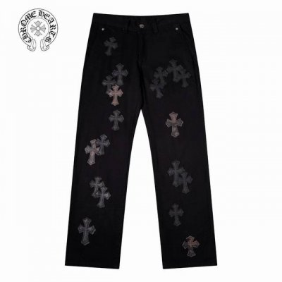 元 原单品质 款号：X069 款式：克罗心黑棕迷彩十字贴皮牛仔裤 亮点：融合迷彩十字等元素，打破传统，Mattyboy同款，是工装裤与卡其色牛仔裤的巧妙结合。