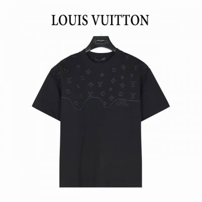 louis Vuitton 路易威登 25Ss 暗纹老花Logo拼接刺绣短袖T恤 购入原版开模打造 全套定制辅料 所有细节完美还原 定织定染260G纯棉双纱紧密