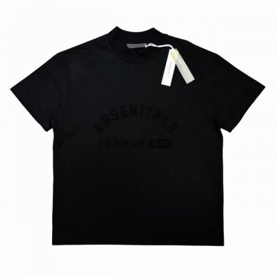 玄青黑 顶级版本Fear Of God Fog Essentials复线23Ss最新款硅胶植绒字母印花短袖 猫眼反光硅胶印花，给人眼前一亮！光夜如新！ 全新的一