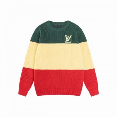 款号M22 路易威登最新款红绿灯拼色针织图案Logo毛衣 圆领套头毛衣非常简洁大方，男女同款 采用三色提花工艺 原模开板一比一还原 三标齐全 M L Xl Xx
