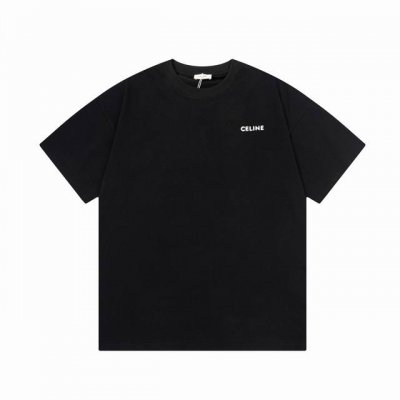 隔天到 Celine 赛琳 经典字母印花，精致升级 原版面料 官方同款 短袖T恤 定制 260克 同缸染面料 手感非常舒服 春夏最新版本 颜色: 黑色 尺码：X