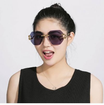 Carter卡地亚 2025新款无框墨镜女时尚方形美颜个性金属不规则太阳眼镜男女防紫外线 反转系列 凹面镜