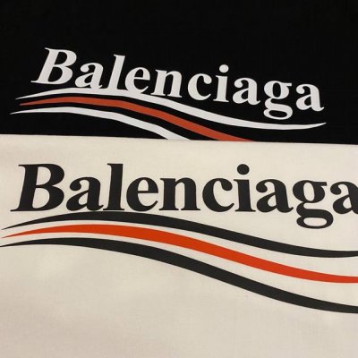 巴黎世家Balenciaga波浪可乐字母图案宽松印花情侣短袖 情侣同款 定织定染一致260G纯棉双纱面料 同缸零色差领口螺纹 四针六线工艺 面料舒适透气 机洗不