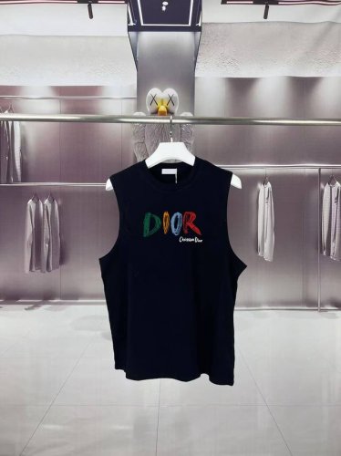 dior*迪奥 2025夏季彩色Cd字母Logo图案印花 坎肩汗背心 运动健身 简约风 走秀款 圆领无袖T恤衫 宽松版型 男女同款 上身效果很赞 透气 颜色 黑