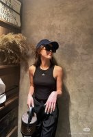 Alo背心工字螺纹吊带运动瑜伽服多巴胺内搭运动健身打底上衣短款 款号：Al306 颜色：黑色 米白 蓝色 款号：S M L