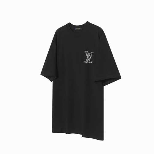 90「L53」 lv/路易威登 25Ss珍珠烫珠Logo短袖 面料采用280克重精梳棉，定制32支1*1螺纹，成衣两遍水洗处理，面料舒适亲肤无异感，定制定染面料