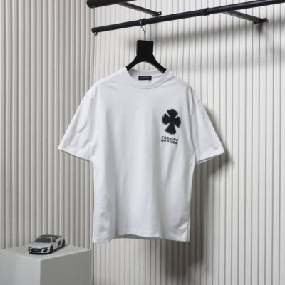 Chrome Hearts 克罗心 25Ss 喷墨十字架印花短袖 面料采用280克重精梳棉 定制32支1*1螺纹 成衣两遍水洗处理 面料舒适亲肤无异感 定制定染