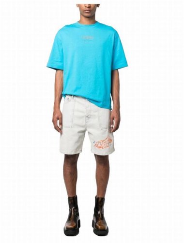 现货： # 夏季新款 品牌：Off-White 刺绣Off字母款牛仔短裤 颜色：浅蓝 尺码：Xs-S-M-L 面料：12.5盎司100%纯棉牛仔布，老式牛仔布织