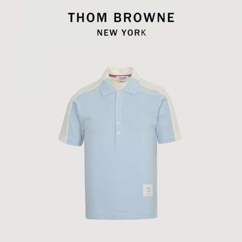 Thombrowne 汤姆布朗 朱地棉前后双拼polo短袖 Tb经典版型，男女皆宜，色织系列一如既往的稳，毛圈内里，透气性绝佳 手感软糯，，拼接工艺使得Tb经典