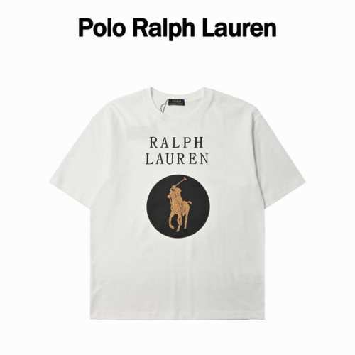 polo* 拉夫劳伦 2025春夏新款 经典字母小马印花定制双纱平纹纯棉面料 短袖T恤 男女同款 颜色：黑色 白色 001 尺码:S-Xl