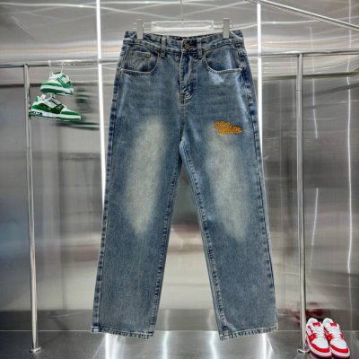 lv &路易威登 Louis Vuitton经典刺绣Logo牛仔裤 最新品，原单狠货，水洗休闲牛仔裤，进口原版水洗弹力面料，舒适有弹性，原版五金辅料装饰Logo