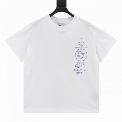 Dior 迪奥 植物画直喷印花短袖 面料：采用32支双纱面料，面料布匹洗水后面料为260克，新疆棉花定织原版同克重面料。面料：螺纹采用1*1双纱螺纹，同缸定染配