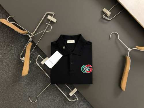 Gucc*合身版型M-Xxxl 2025春夏黑色双G刺绣polo*精致工艺专柜面料，顶级元素融合打造，经典短袖3标齐全，潮男时尚，无论是上身舒适度还是都是无可比