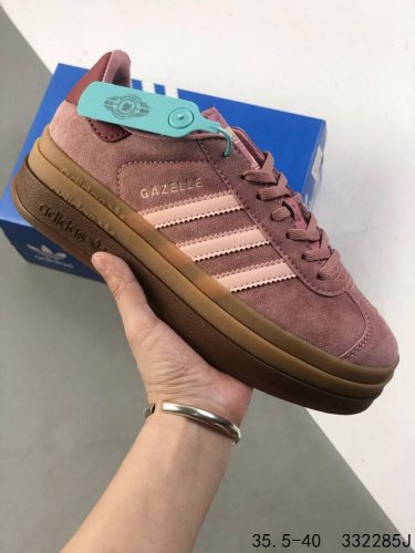 真标带半码 adidas阿迪达斯Gazelle Bold耐磨三层鞋底厚底增高 低帮休闲运动板鞋 id 332285J