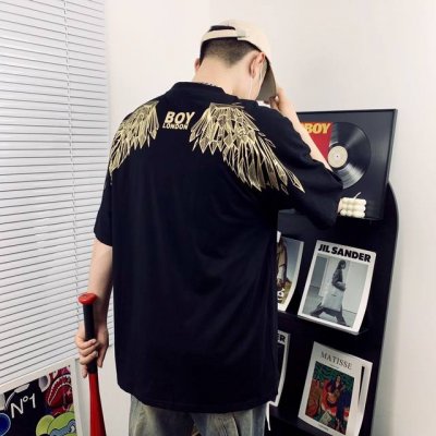 模特细节图# boy London25金鹰冰刀大翅膀情侣短袖Tee男女同款 超高版本 经典图案设计 烫金立体外凸印花 落肩袖质感拉满 大翅膀英文Logo吸睛有型