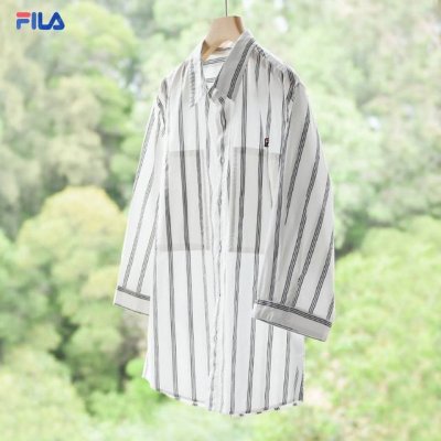 上新 斐乐Fila24款高品质纯棉条纹刺绣日系个性七分袖衬衫 甄选纯棉优质面料，透气吸汗、不变形 不起球 细腻不糙手 耐磨性高 走线工整 亲肤抗皱等特点、让New Arrivals