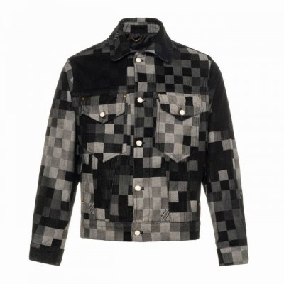 常青款 顶级版本 louis Vuitton 路易威登 菲董联名马赛克棋盘格牛仔外套 轻奢主义 正确版本 原版一致 定制原版斜纹全棉牛仔面料 定织渐变马赛克格子