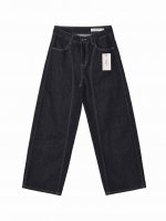 calvin Klein Ck绣标高品质解构明线水洗丹宁原色弯刀复古宽松牛仔长裤情侣款 color: 黑色 Size: M-Xl m 腰围76 臀围116 裤长