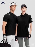 迪桑特 Descente 纯色徽标Logo 男女同款夏季新款翻领短袖Polo衫 订制面料，细节到位，极具质感！定制纽扣自带身份，立体式硅胶小标。 超级贴心小细节