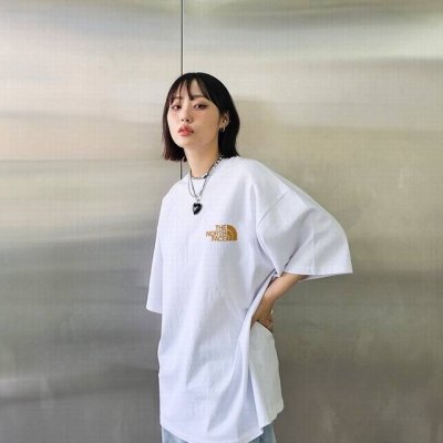 the North Face北面韩国限定金标图腾字母印花圆领短袖T恤 男女同款 采用260克双砂面料 三针五线做工，领口包包边条 今年火爆的品牌 看到了就忍不住