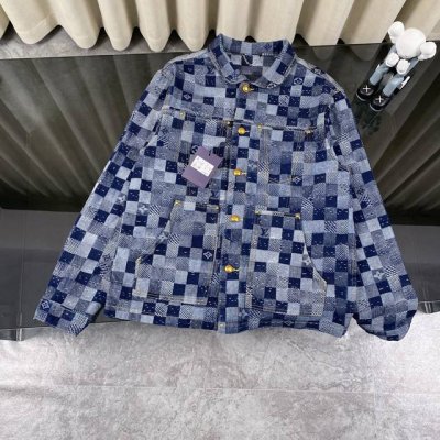 裤子 外套145 Louis Vuitton 25Fw 套装 路易威登新款限量3D棋盘格老花拼接水洗蓝牛仔外套 官网价格 p24060+购入原版，每年Lv牛仔外