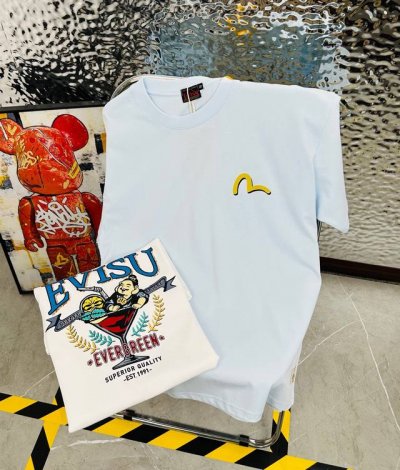 福神 带Nfc芯片识别高版本 evisu 福神2025夏季新款印花休闲宽松情侣款 短袖T恤 993 细节:版本一比一复刻 吊牌 领标 水洗 包装袋 水洗处有Nf