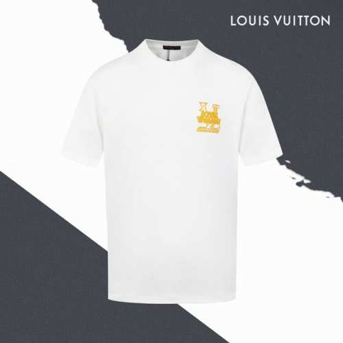 款号Sl60 Lv路易威登缝线大标Logo标识字母图案刺绣圆领短袖 万针刺绣 情侣同款 全套包装 三标齐全 区别市场通货 随意对比 纯棉280克高克重32支双纱