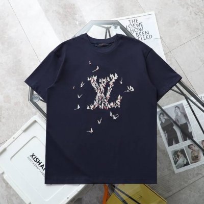 上新 纯原臻品 顶级复刻 - Louis Vuitton 路易威登Lv 新款胸口刺绣Logo休闲圆领短袖T恤 - 款号 3023 - 颜色 宝蓝色 - 尺码 X