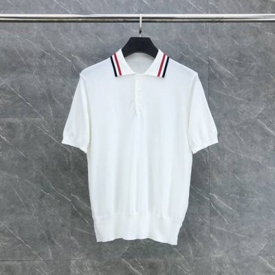 翻领三色红白蓝针织短袖Polo 码数：1-4 颜色：白、蓝