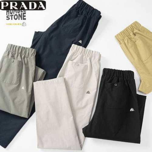 160【 潇洒时尚！气质休闲！】Prada（普拉达）春夏季新款休闲工装裤！松紧腰身，抽绳脚口，工装大口袋！金属铭牌点缀，潇洒随性！ prada（普拉达）2025