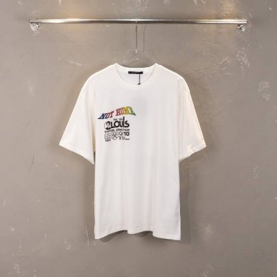 款M 路易威登短袖90 louis Vuitton 路易威登Lv后背龙卷风印花图案秀款短袖T恤 面料采用280G双纱爽滑棉 100%.棉 国产优质新疆棉纱 面料