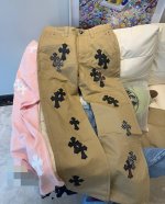 款号 D310 chrome Hearts 克罗心 Angelababy 同款十字架贴皮牛仔裤工装 伐木裤 克罗心的伐木裤来了 Ch克罗心双膝十字架贴皮Bo1版