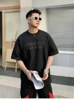 经典Fear Of God Fog Essentials橡胶字母复线短袖 六色定织定染260G 100%纯棉面16织底12织精梳棉螺纹选用350G100%纯棉1